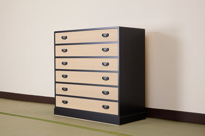 【アウトレット】モダンタイプの総桐チェスト6段